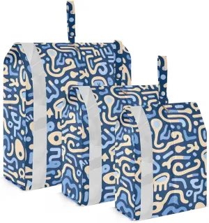 Abstract Lines Blue Packing Cubes for Travel 3 Set Large Packing Cubes Luggage Bags Organizer for Travel