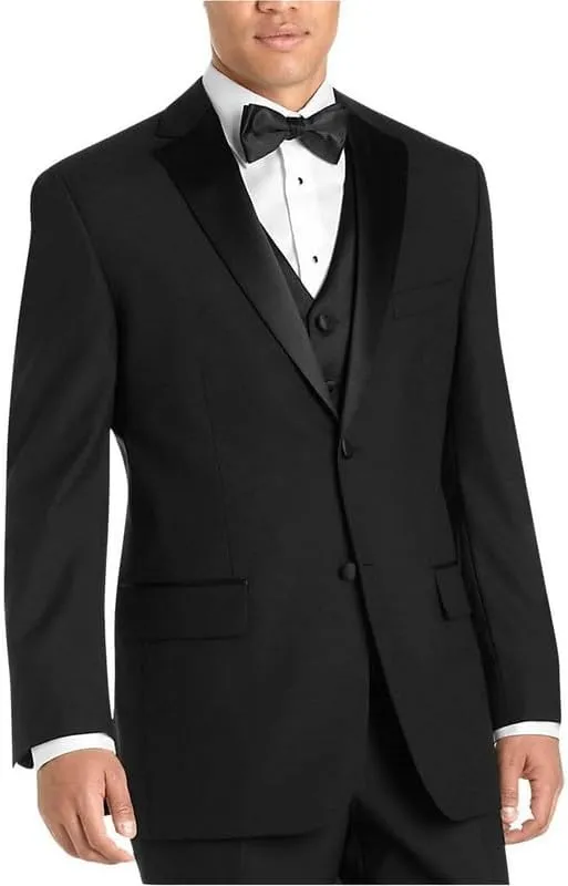 Adam Baker Men's 100% Wool Modern Fit Single Breasted Three Piece Tuxedo - Colors