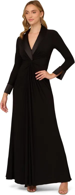Adrianna Papell Women's Jersey Twist Tuxedo Gown