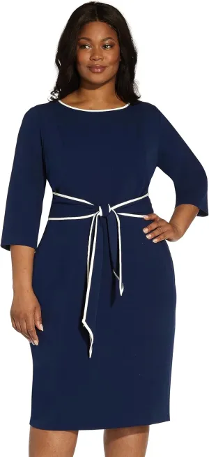 Adrianna Papell Women's Tipped Crepe Tie Dress