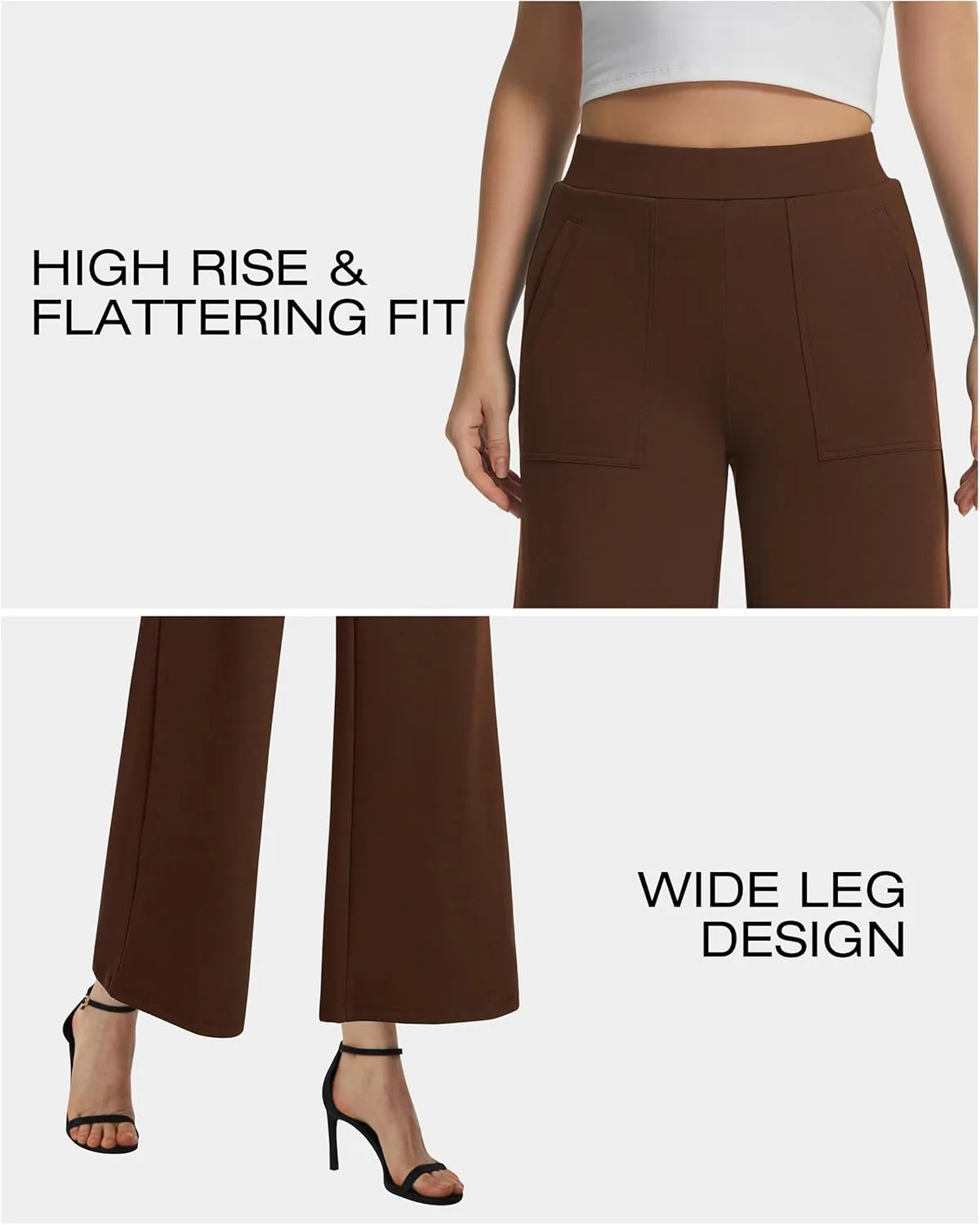 AFITNE Women's Wide Leg Yoga Dress Pants High Waist Stretchy Pull On Work Pants Cropped Casual Lounge Ankle Pants