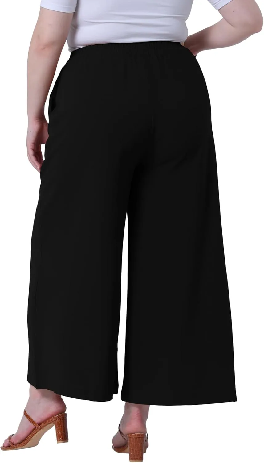 Agnes Orinda Plus Size Palazzo Pants for Women Wide Leg with Pockets Casual Summer Pants