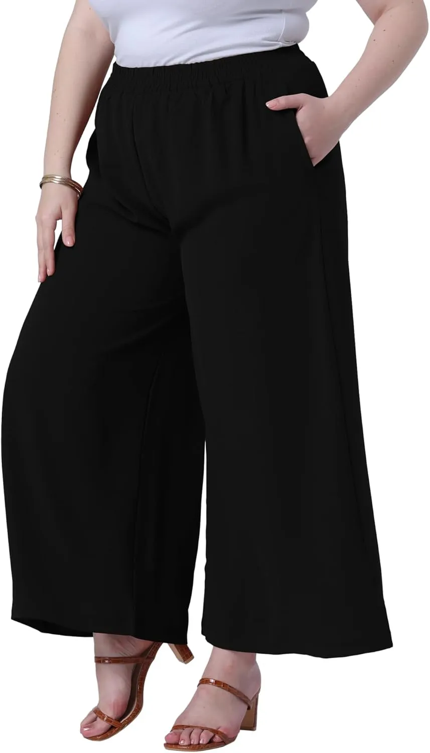 Agnes Orinda Plus Size Palazzo Pants for Women Wide Leg with Pockets Casual Summer Pants