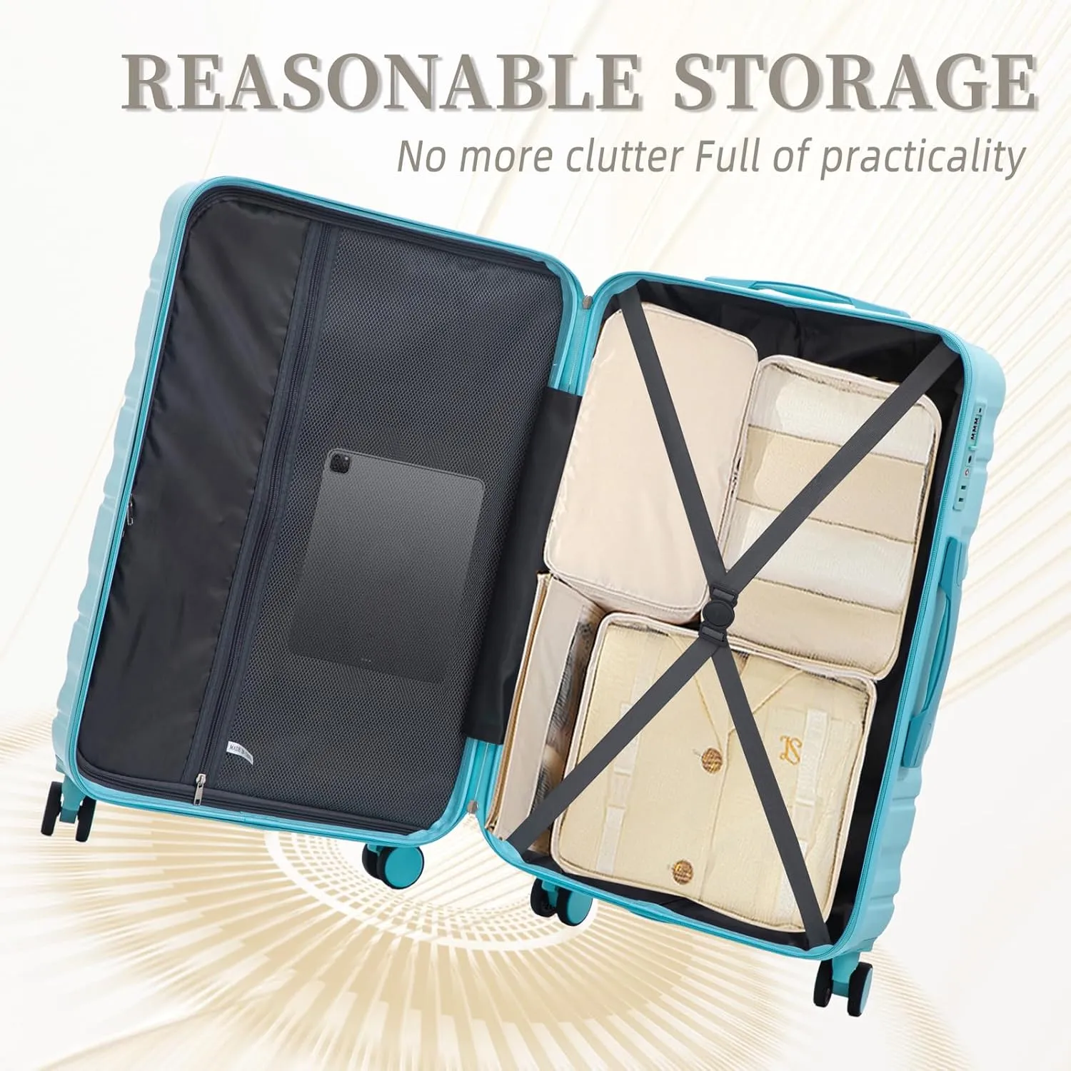 Anwick 3 Luggage Sets with Spinner Wheels, Lightweight Expandable Travel Hard Shell Suitcases, ABS Hardshell Suitcase with TSA Combination Lock, 20"/24"/28" (Blue)