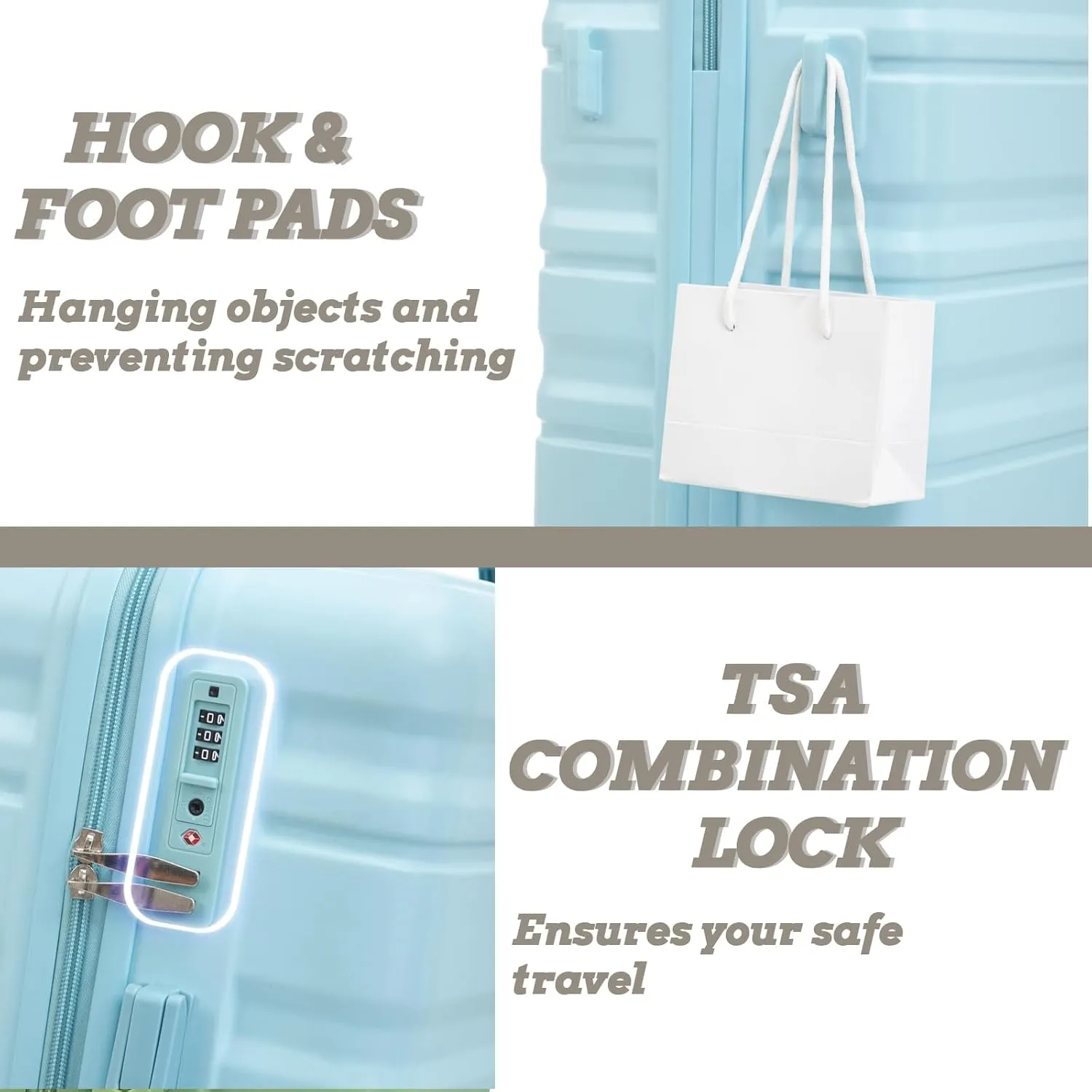 Anwick 3 Luggage Sets with Spinner Wheels, Lightweight Expandable Travel Hard Shell Suitcases, ABS Hardshell Suitcase with TSA Combination Lock, 20"/24"/28" (Blue)