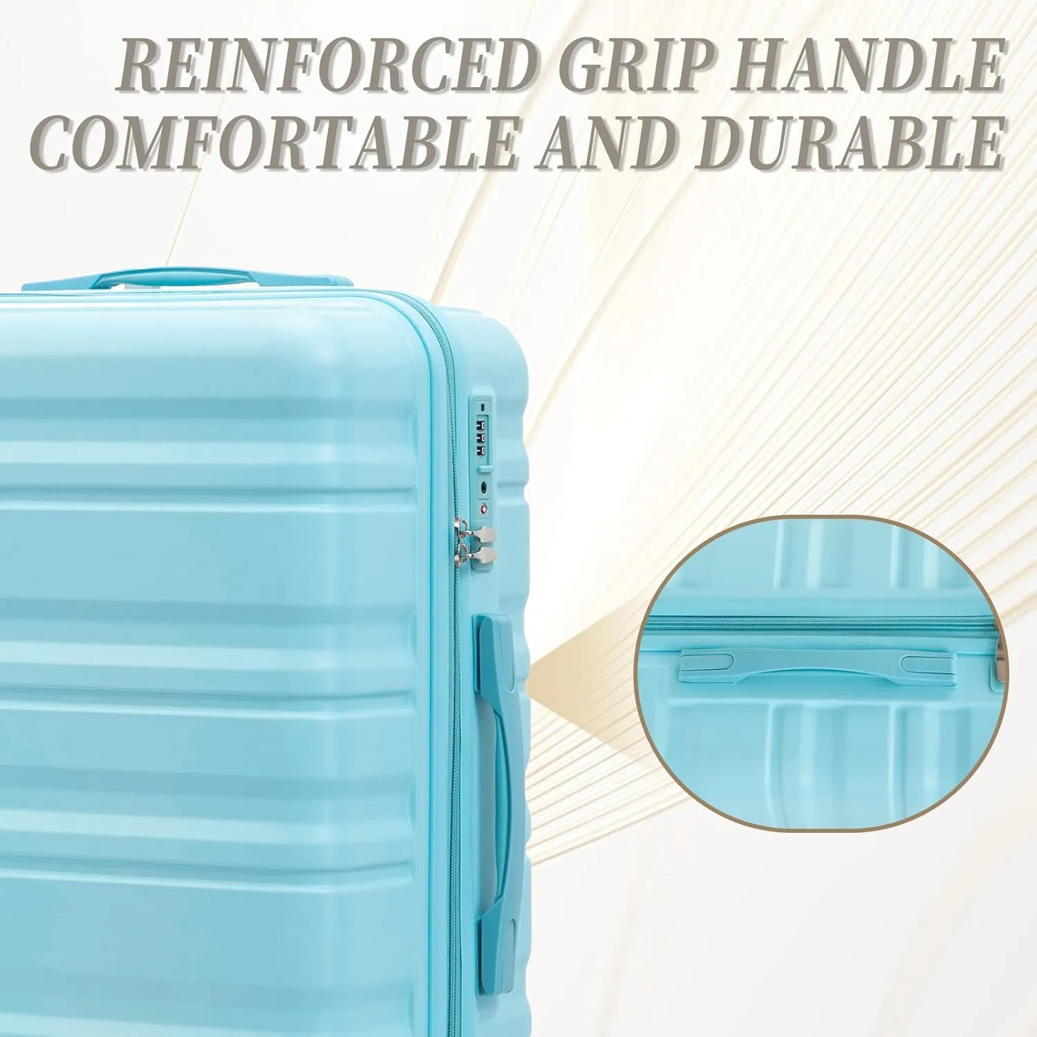 Anwick 3 Luggage Sets with Spinner Wheels, Lightweight Expandable Travel Hard Shell Suitcases, ABS Hardshell Suitcase with TSA Combination Lock, 20"/24"/28" (Blue)