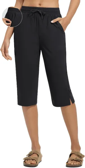 baleaf Women's Long Shorts Quick Dry 15" Swim Pants with Liner UPF50  Swim Capris with Pockets