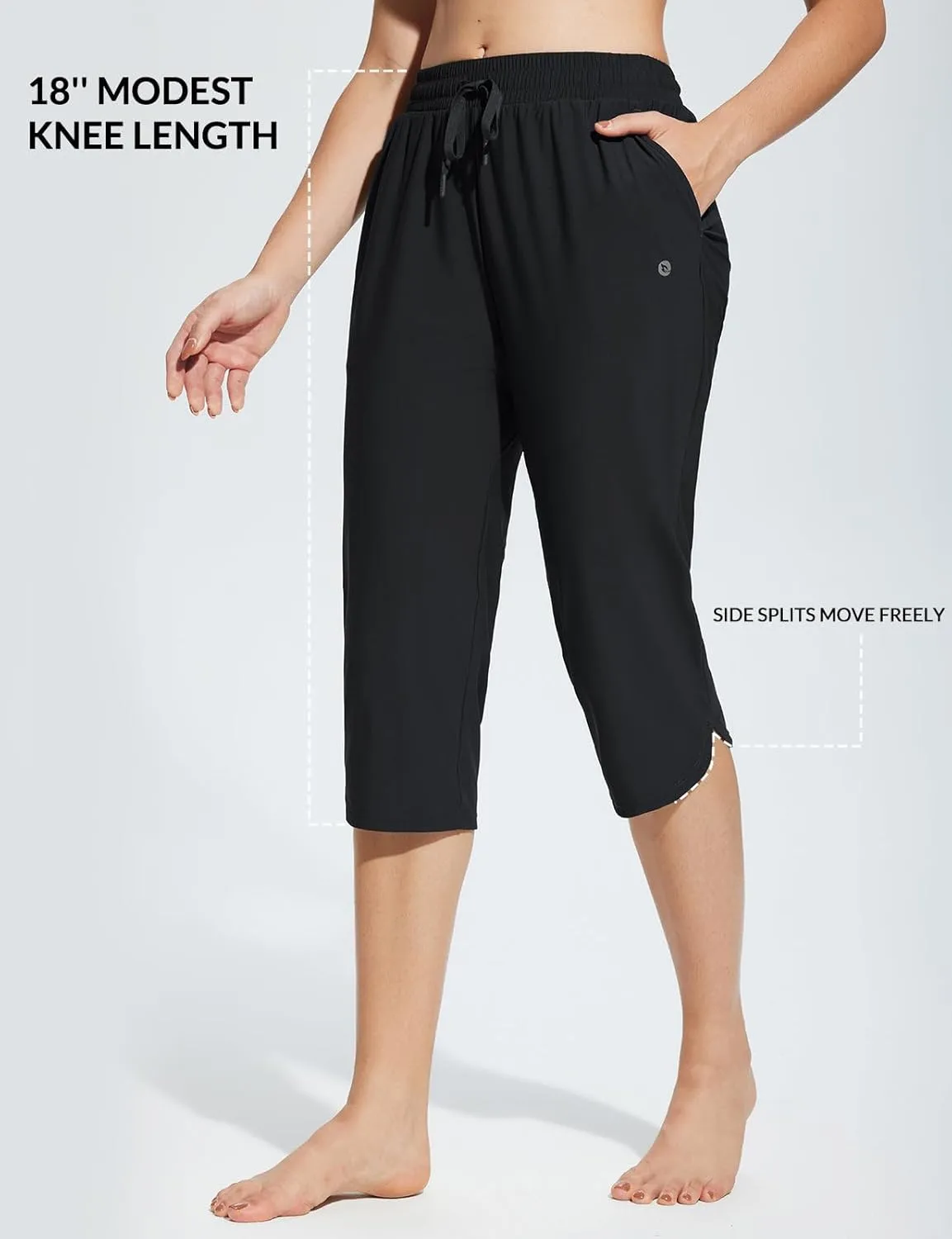baleaf Women's Swim Capris Pants 18" Quick Dry Modest Swimsuits UPF 50  Bathing Suit Bottoms Beach Pants with Pockets