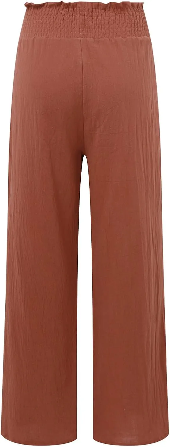Barrel Pants for Women Winter Comfortable Yoga Palazzo with Pockets Fleece Lined Straight Leg