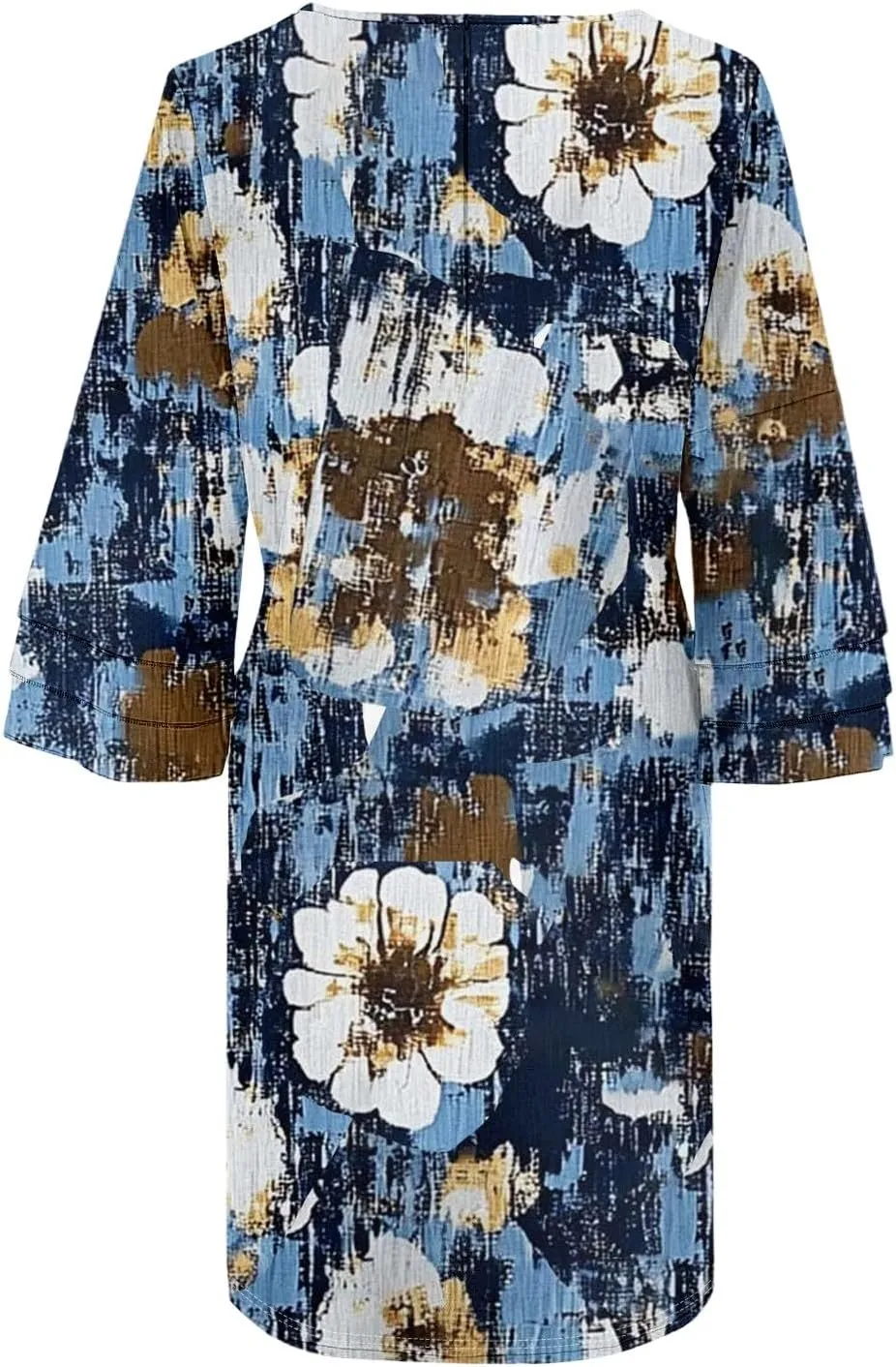 Beach Dresses for Women,2025 Summer Trendy Floral Print Boho Dress,Casual Loose V Neck Bell 3/4 Sleeve Mini Dress
