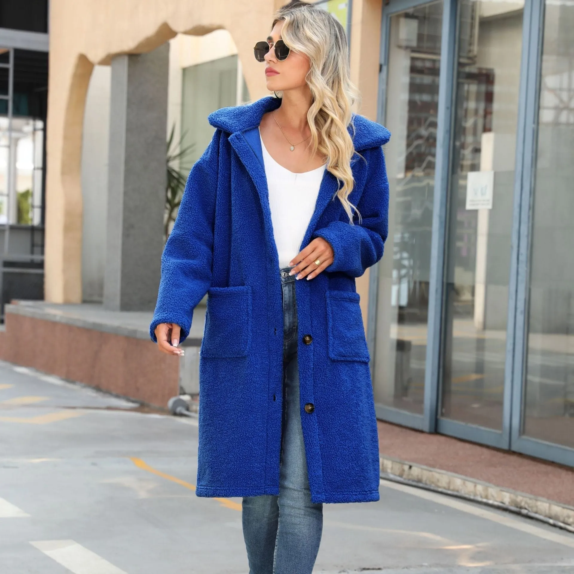 BerriesJam - 2024 Solid Color Buckle Lengthened Double-sided Cashmere Coat