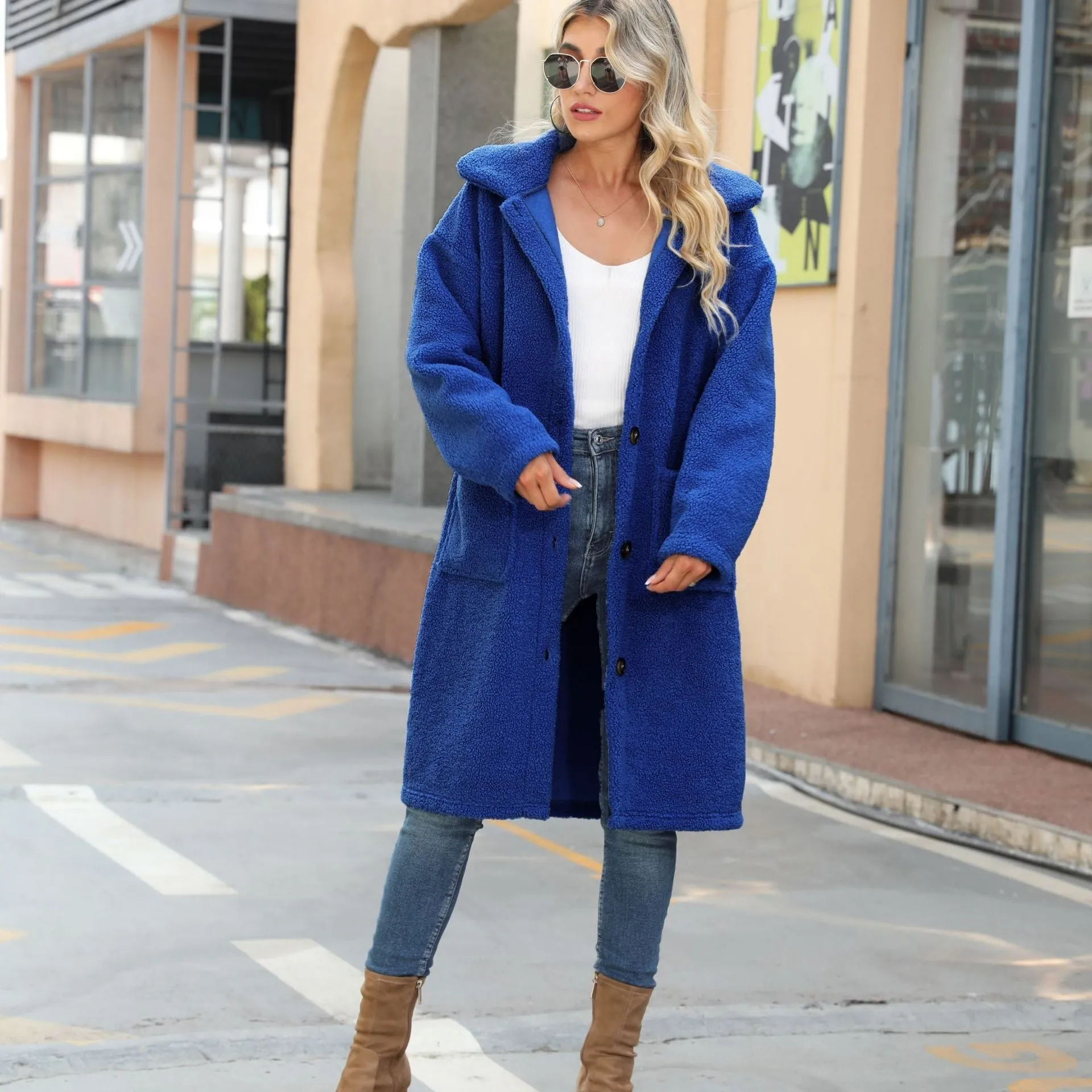 BerriesJam - 2024 Solid Color Buckle Lengthened Double-sided Cashmere Coat