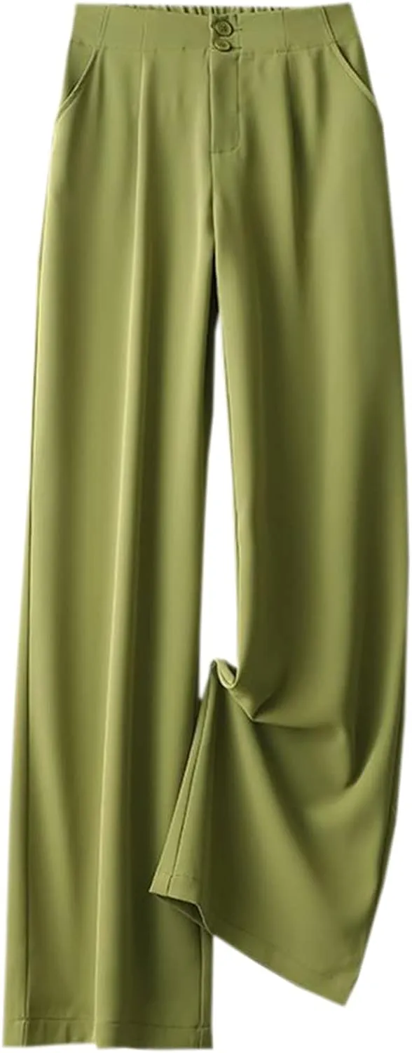 Betusline Women's Vintage Slight Pleats Wide Dress Pants
