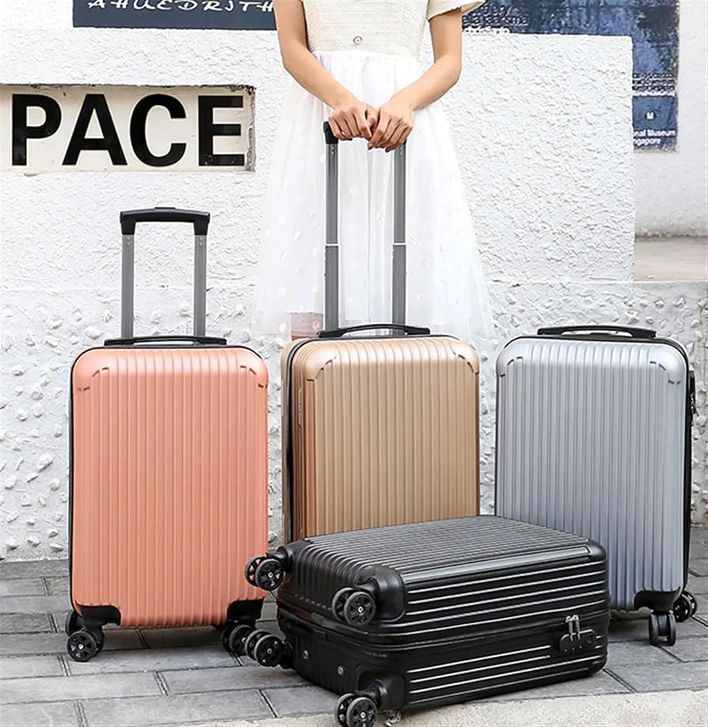 BKEKM Carry On Luggage Hard Luggage 20 Inch Portable Suitcase Travel Luggage Carry On The Go Suitcases Trolley Luggage Locking Spinner Wheels Lightweight