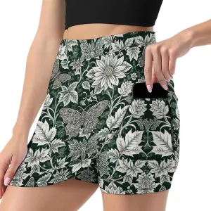 Blue Yellow Floral Rose Pattern Mini Pleated Skirts for Women Sexy Mini Skirt Short Cargo Skirt Skater A-line Pleated Skirt