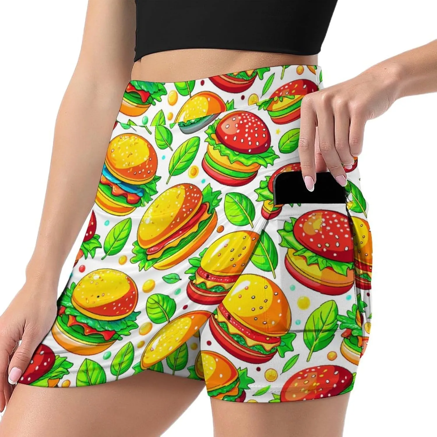 Blue Yellow Floral Rose Pattern Mini Pleated Skirts for Women Sexy Mini Skirt Short Cargo Skirt Skater A-line Pleated Skirt
