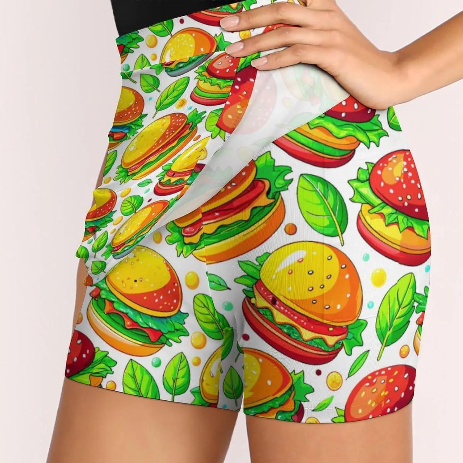 Blue Yellow Floral Rose Pattern Mini Pleated Skirts for Women Sexy Mini Skirt Short Cargo Skirt Skater A-line Pleated Skirt