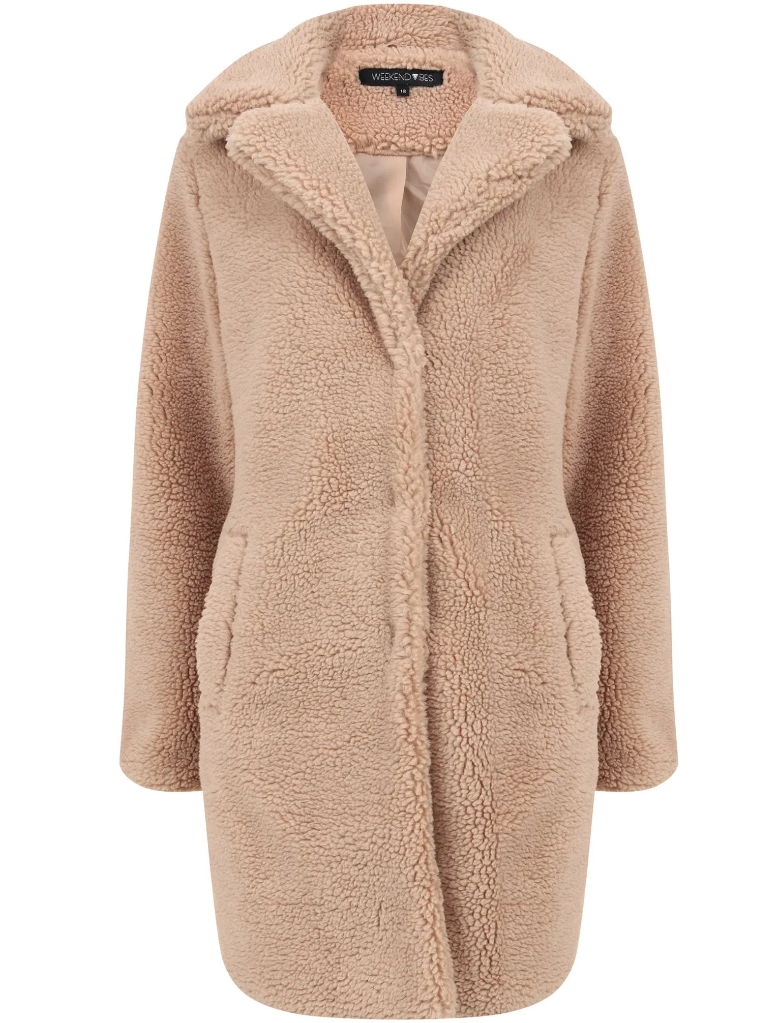 Bodhi Longline Midi Borg Teddy Coat In Oatmeal - Weekend Vibes