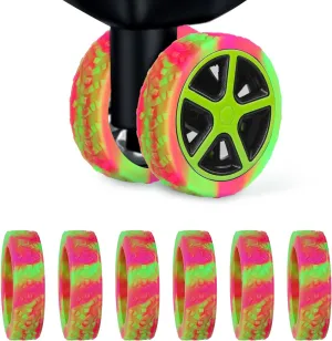 BOXOB 8pcs Luggage Wheel Covers, Thickened Suitcase Wheel Protector Covers Dopamine Silicone Luggage Spinner Wheel Covers Luggage Wheel Accessories for Most 8 Caster Luggage (Rose Red Green)