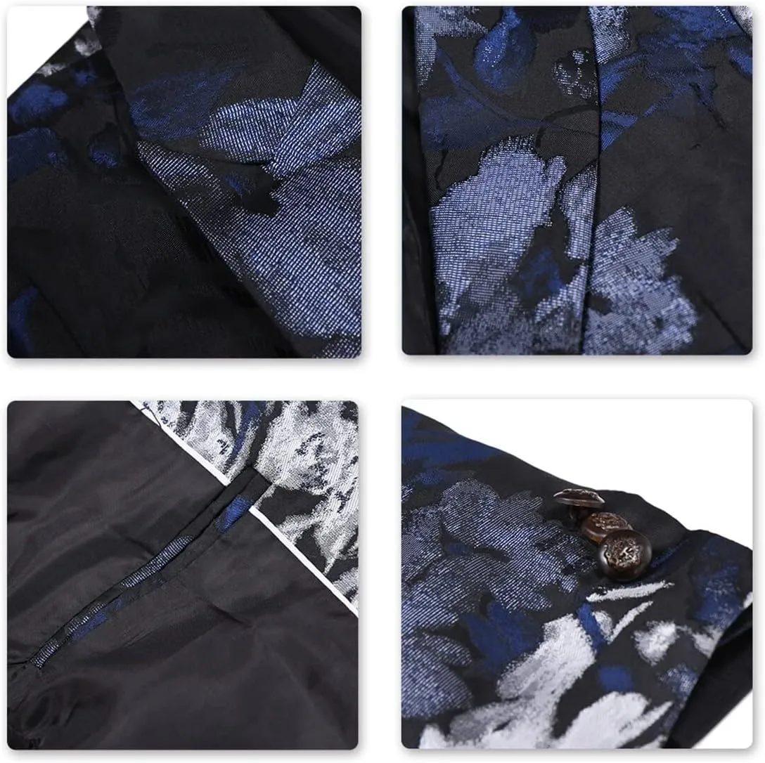 Boyland Boys Jacquard Suit Slim Fit Tuxedo Suits Jacquard Notch Lapel Tux Jacket Pants Party Formal Wear