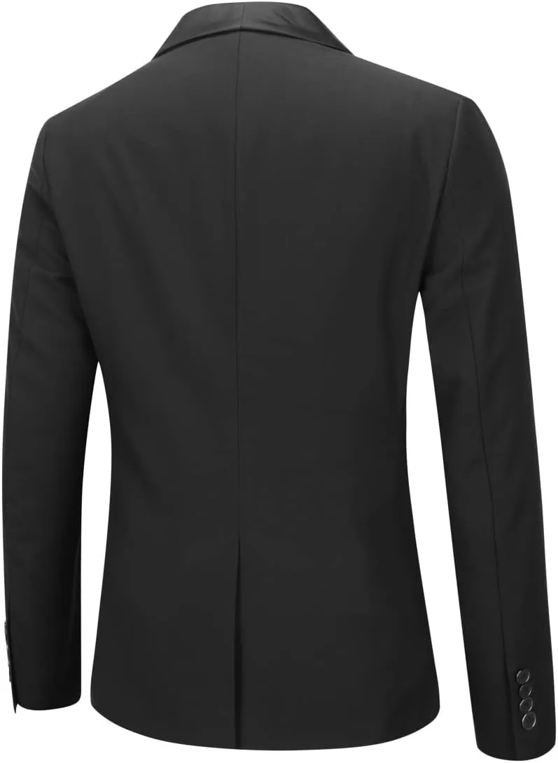 Boyland Men's 3 Pieces Suit with Shawl Collar 1 Button Slim Fit Single Breasted Formal Wedding Dinner Business