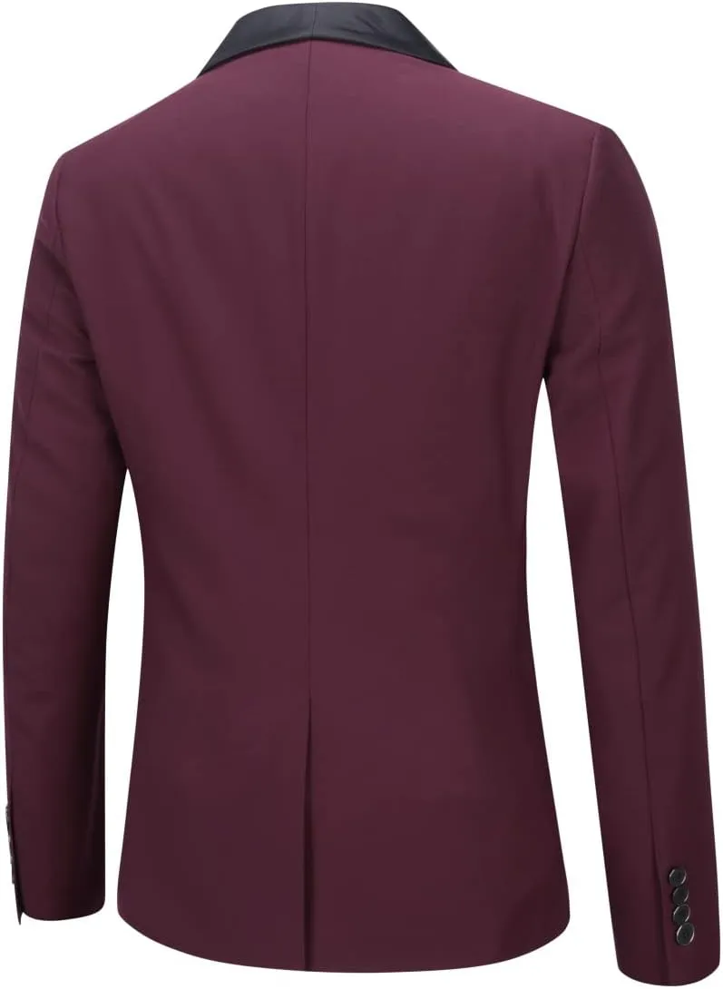 Boyland Men's 3 Pieces Suit with Shawl Collar 1 Button Slim Fit Single Breasted Formal Wedding Dinner Business