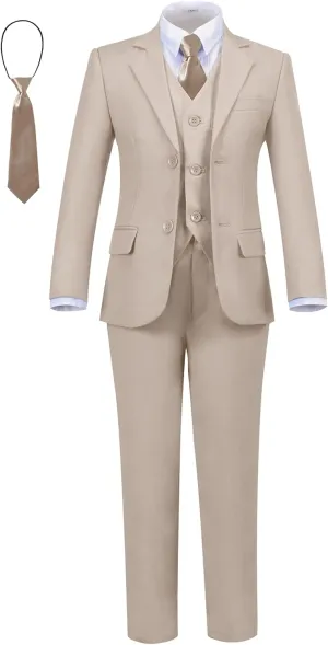 Boys' Formal Slim Fit Suit Set 5 Piece Boys Suit Dress Clothes Ring Bearer Outfit