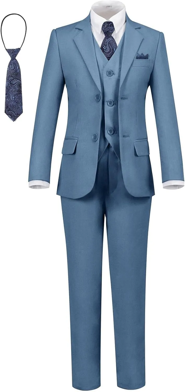 Boys' Formal Slim Fit Suit Set 5 Piece Boys Suit Dress Clothes Ring Bearer Outfit