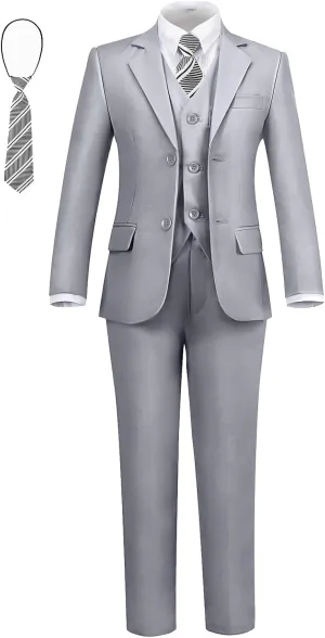 Boys' Formal Slim Fit Suit Set 5 Piece Boys Suit Dress Clothes Ring Bearer Outfit