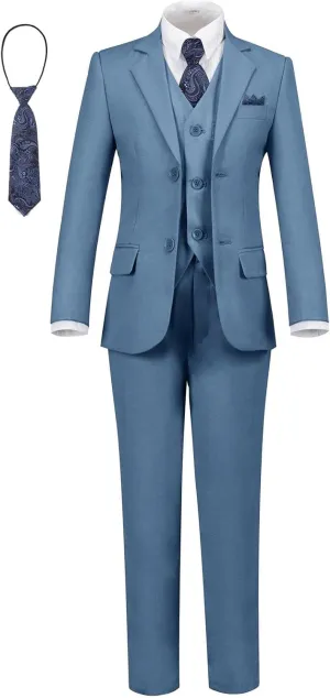 Boys' Formal Slim Fit Suit Set 5 Piece Boys Suit Dress Clothes Ring Bearer Outfit
