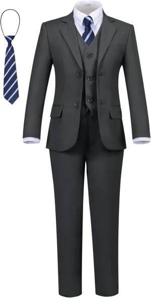 Boys' Formal Slim Fit Suit Set 5 Piece Boys Suit Dress Clothes Ring Bearer Outfit