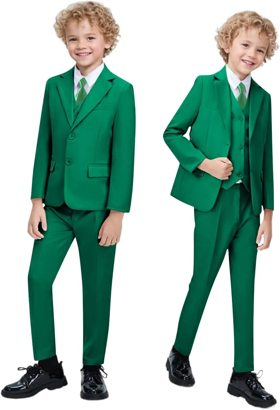 Boys' Formal Slim Fit Suit Set 5 Piece Boys Suit Dress Clothes Ring Bearer Outfit