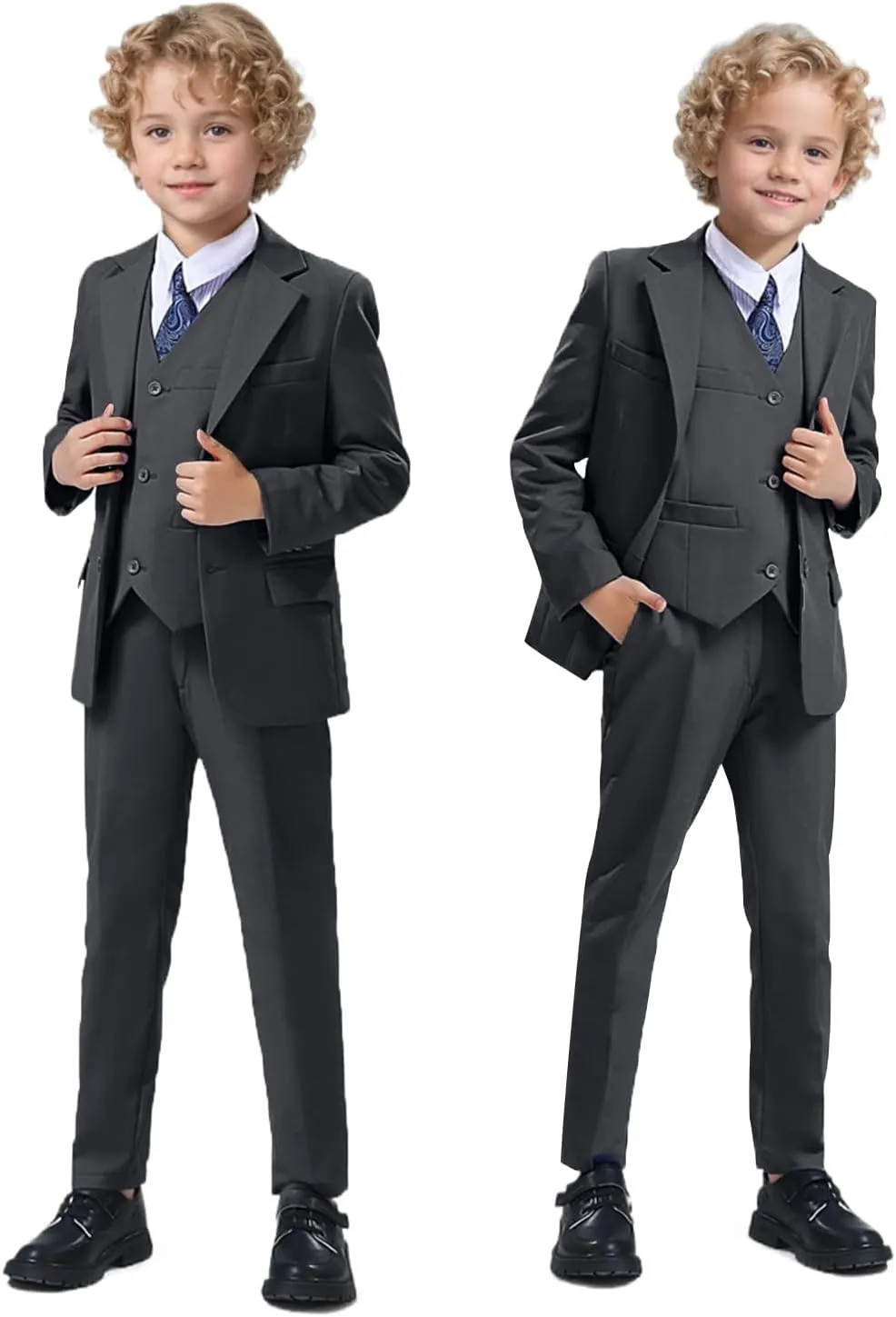 Boys' Formal Slim Fit Suit Set 5 Piece Boys Suit Dress Clothes Ring Bearer Outfit