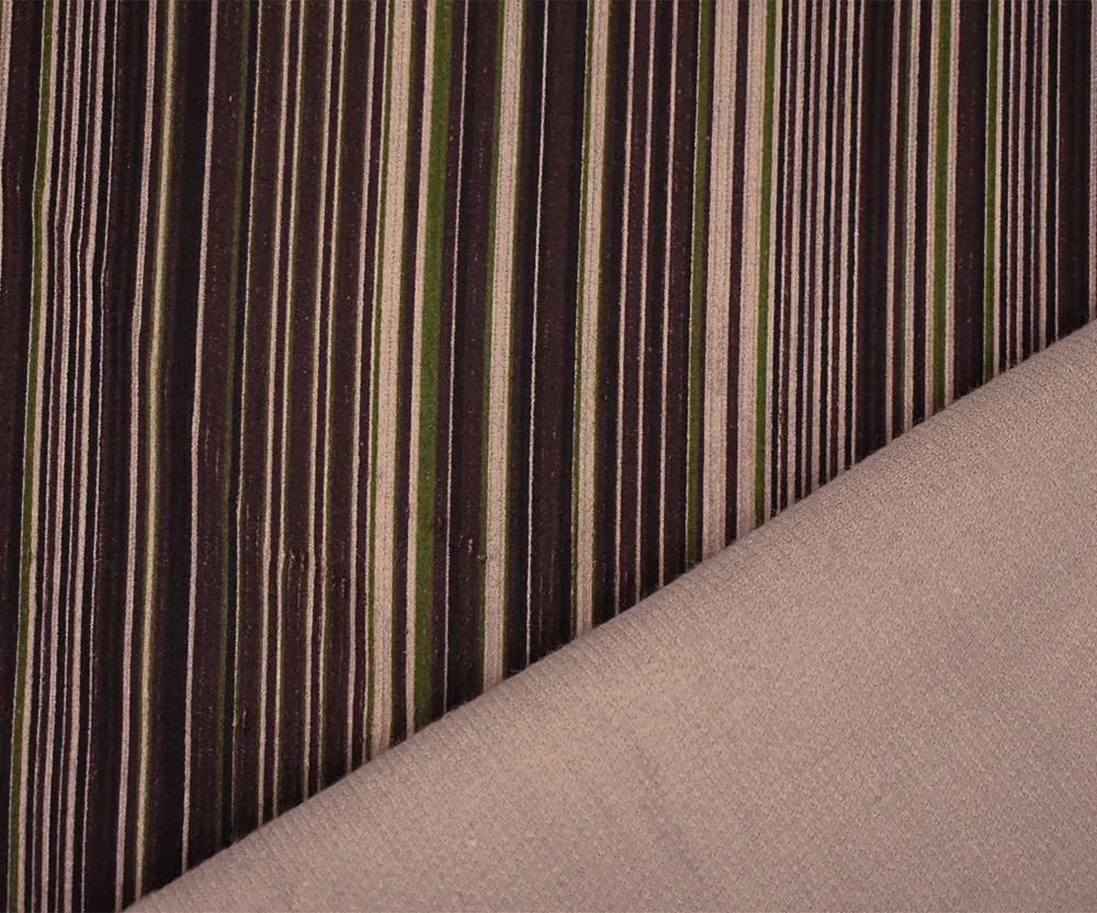 Brown-Beige-Green Polyester Stripe Printed Corduroy Woven Fabric
