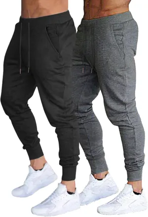 BUXKR Men's Slim Joggers Workout Pants for Gym Running and Bodybuilding Athletic Bottom Sweatpants with Deep Pockets