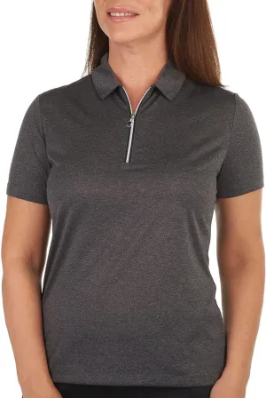 Callaway Women's Quarter Zip Short Sleeve Heather Golf Polo Shirt