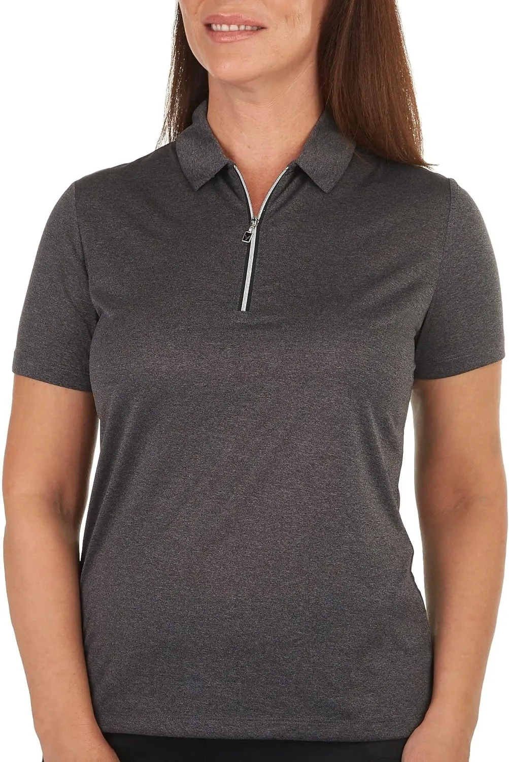 Callaway Women's Quarter Zip Short Sleeve Heather Golf Polo Shirt