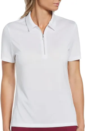 Callaway Women's Quarter Zip Short Sleeve Heather Golf Polo Shirt