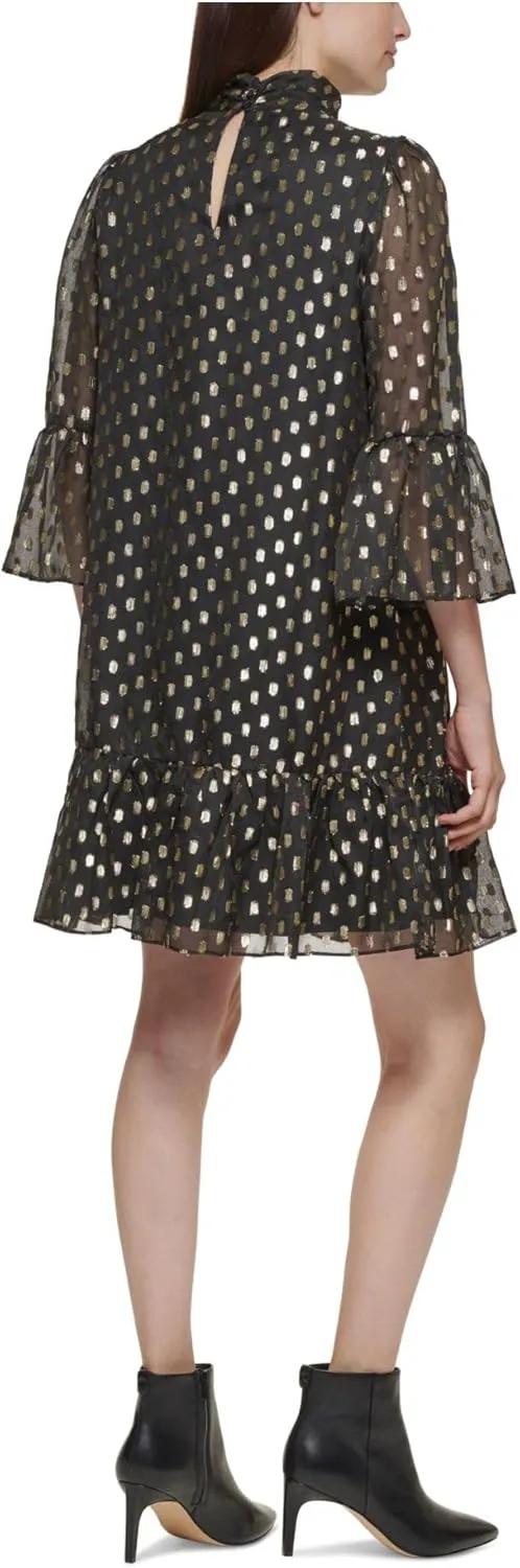 Calvin Klein Dot Dress with Bell Sleeves