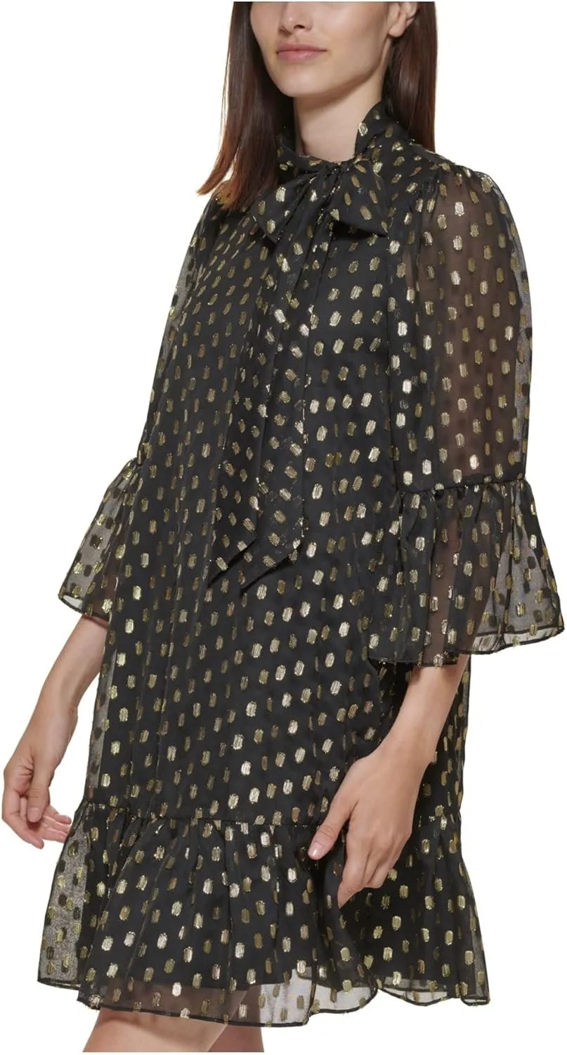 Calvin Klein Dot Dress with Bell Sleeves