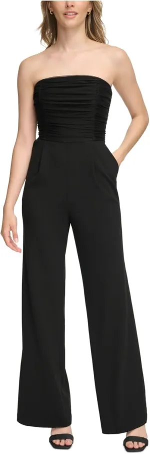 Calvin Klein Womens Strapless Wide Leg Jumpsuit Black 16