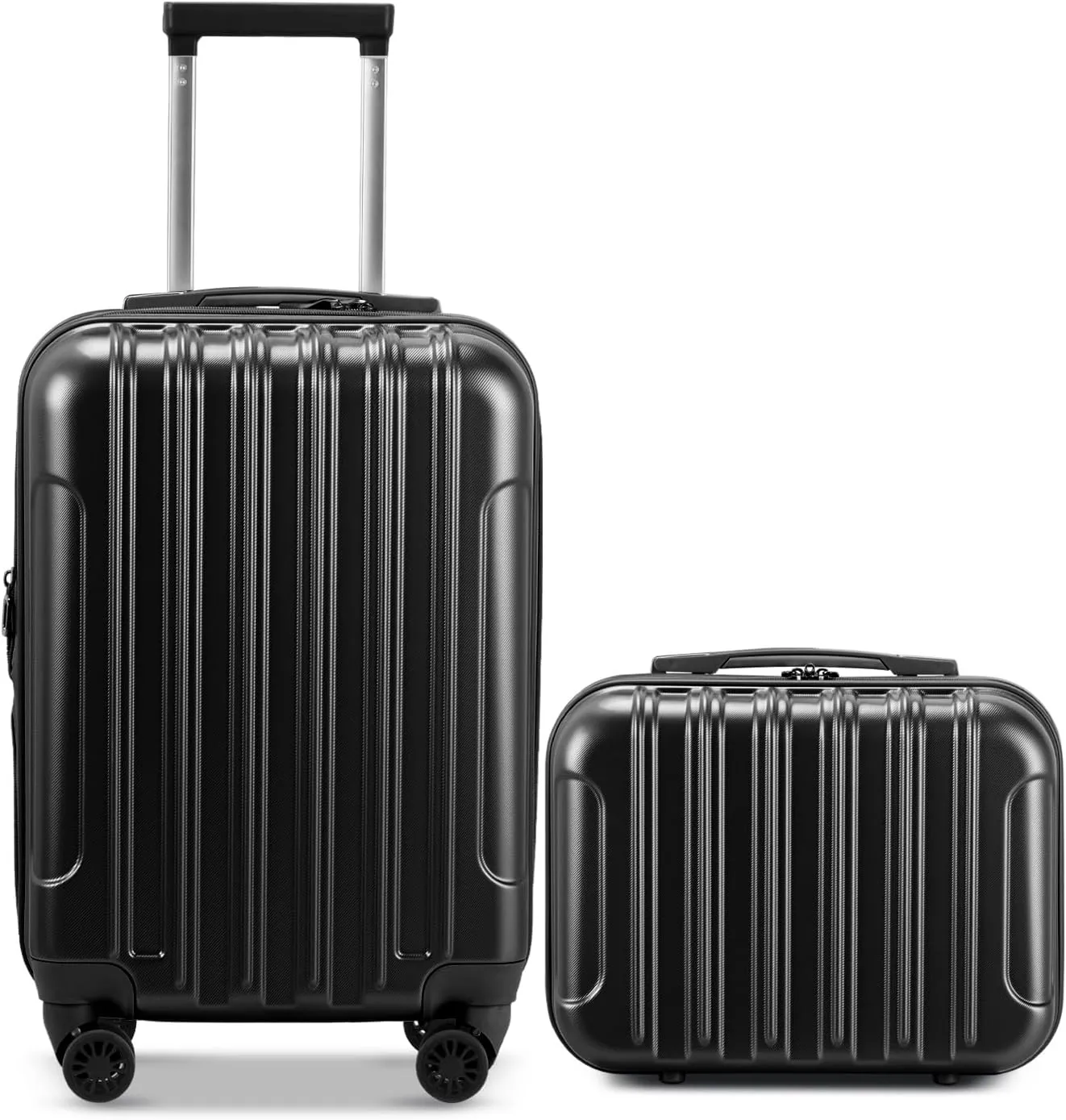 Carry On Luggage Suitcase 2 Piece Set with TSA Lock Hardshell Travel Carry-On Luggage with Spinner Wheels Small Luggage Suitcase 2-Piece Set (Black)