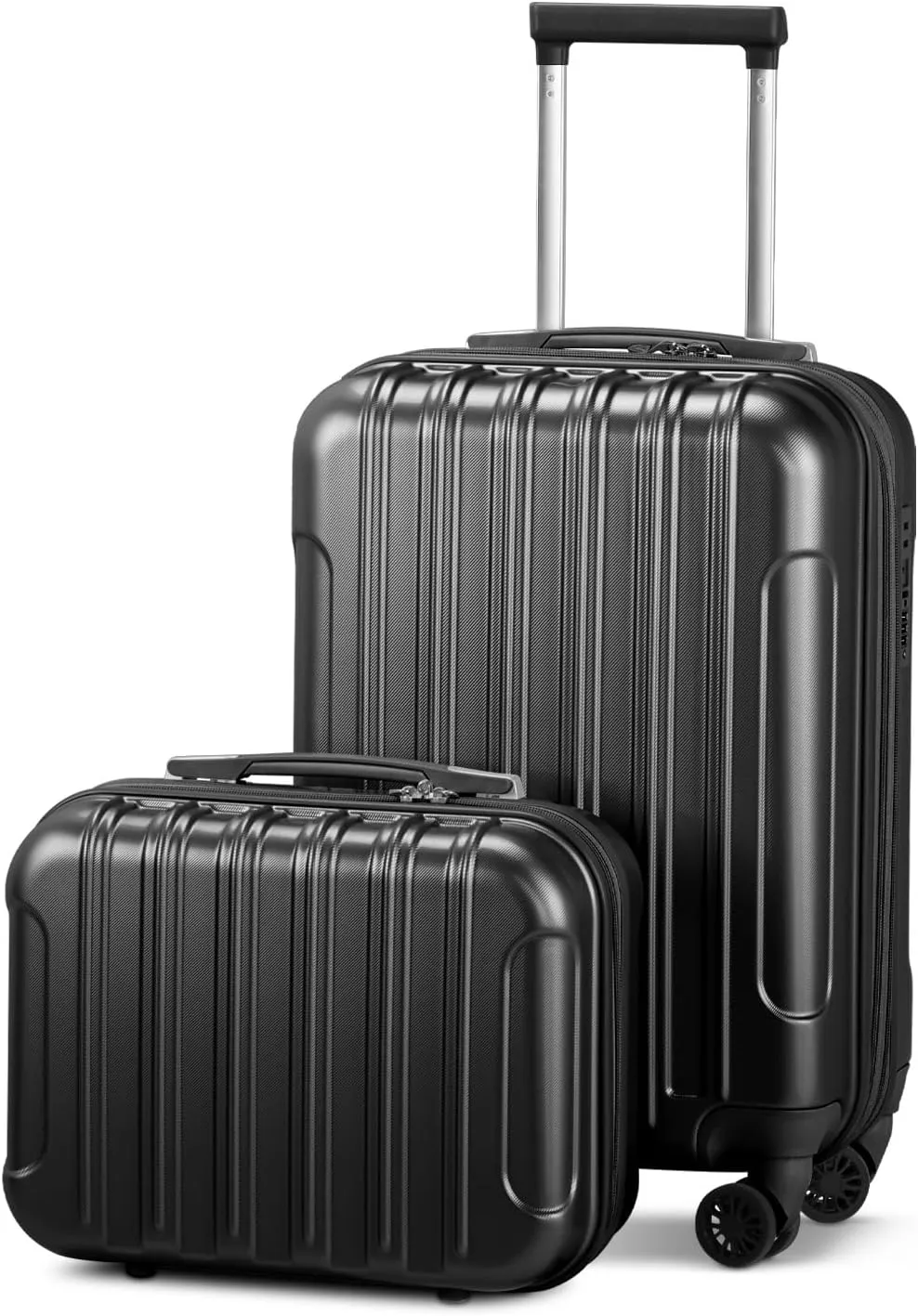 Carry On Luggage Suitcase 2 Piece Set with TSA Lock Hardshell Travel Carry-On Luggage with Spinner Wheels Small Luggage Suitcase 2-Piece Set (Black)