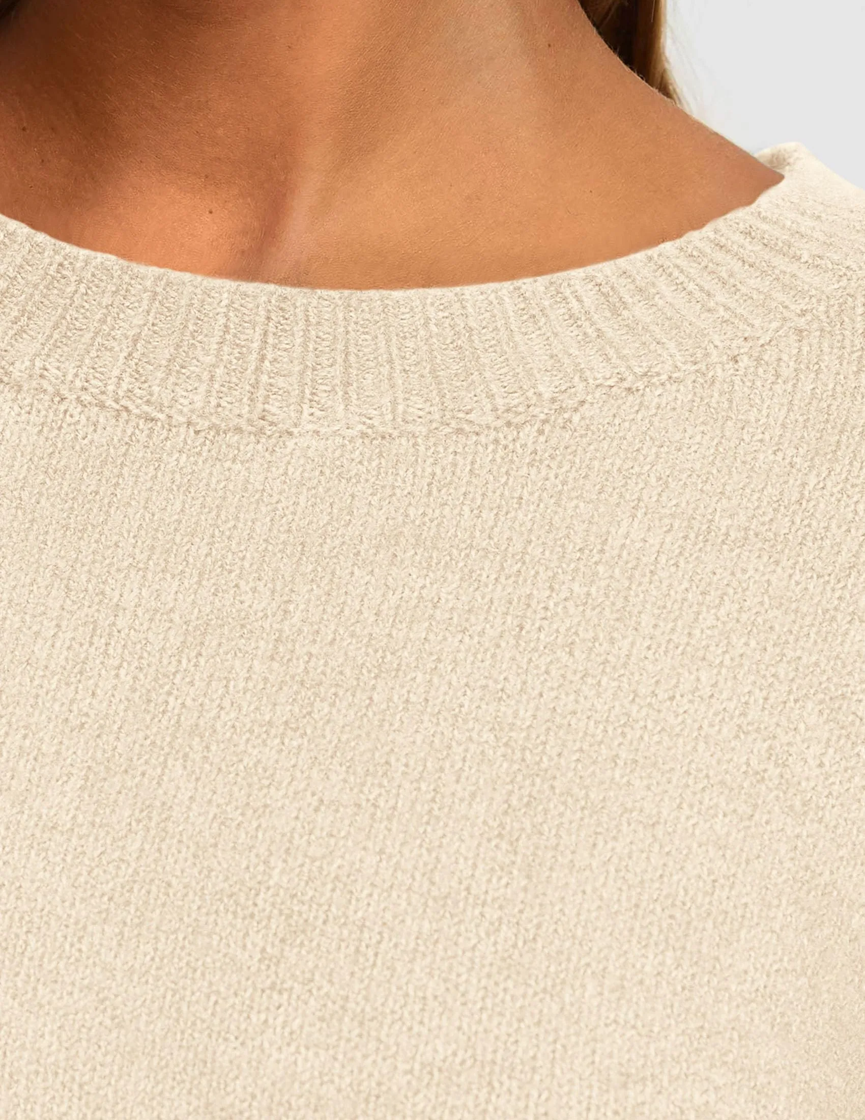 Casual Crew Neck Long Sleeve Pullover Ribbed Knit Loose Fit Sweaters