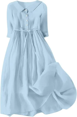 Ceboyel Women 2024 Floral Casual Summer Dresses Boho Cottagecore Dress Linen Long Maxi Dresses Trendy Beach Vacation Clothes