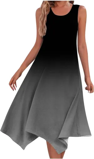 Ceboyel Womens 2024 Casual Summer Sundresses Flowy Sleeveless Tank Dresses Handkerchief Hem Dress Beach Vacation Outfits