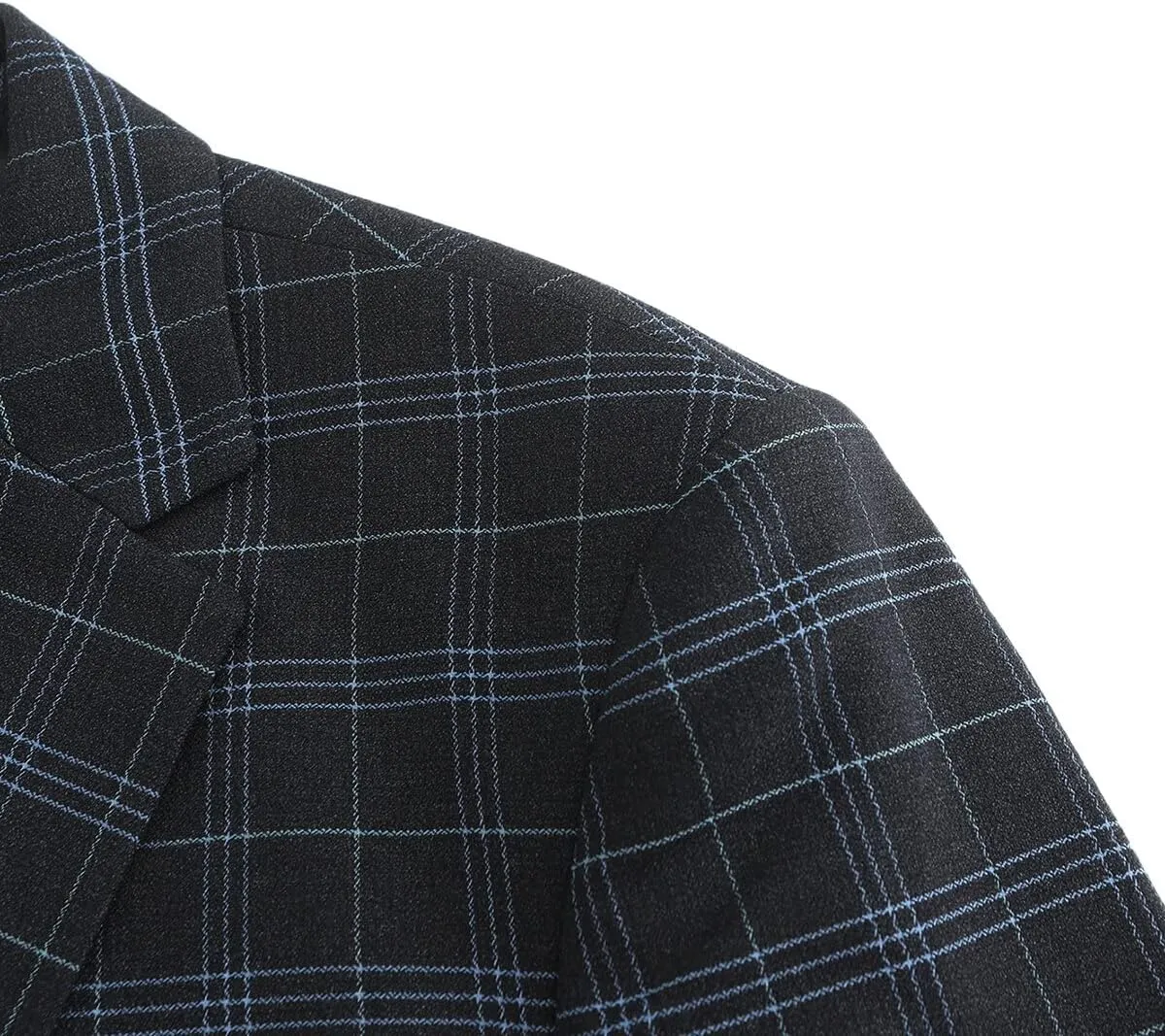 Cloudstyle Mens Formal Suit Jacket Blazer Plaid 2 Button Closure Prom Business Sport Coat