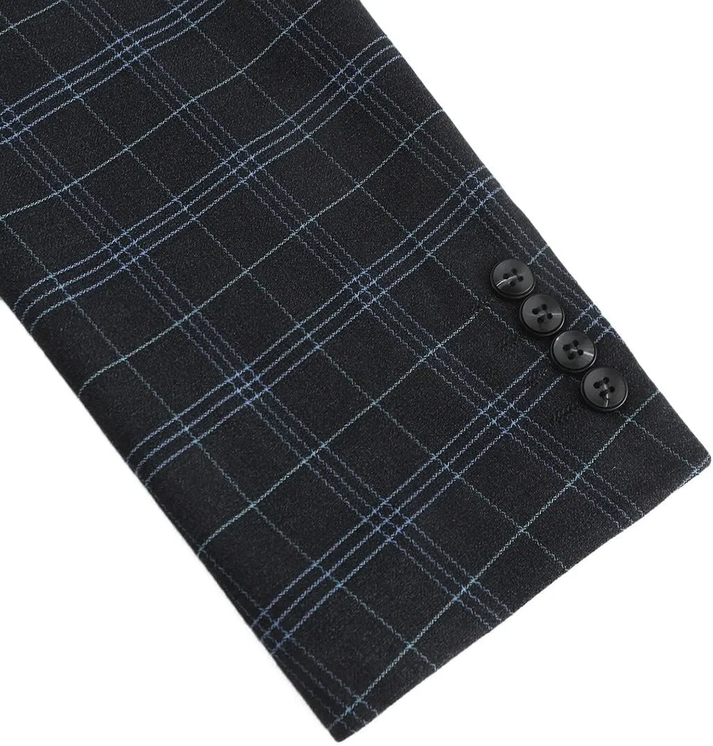 Cloudstyle Mens Formal Suit Jacket Blazer Plaid 2 Button Closure Prom Business Sport Coat