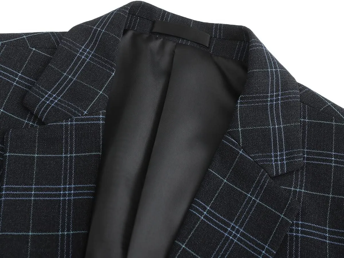 Cloudstyle Mens Formal Suit Jacket Blazer Plaid 2 Button Closure Prom Business Sport Coat