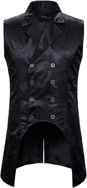 Cloudstyle Mens Paisley Dress Vest Gothic Steampunk Waistcoat Floral Sleeveless Tailcoat